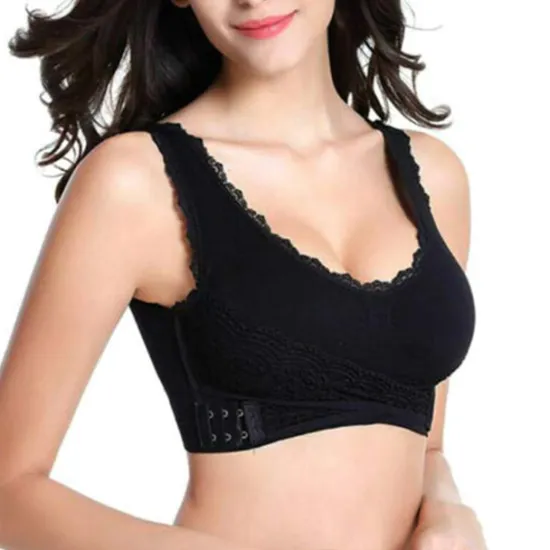 Discount Women's Oversized Lace Sports Bras Cross Front Side Buckle Wire Free Bra Yoga Workout Activewear Home Outfits Women Lingerie