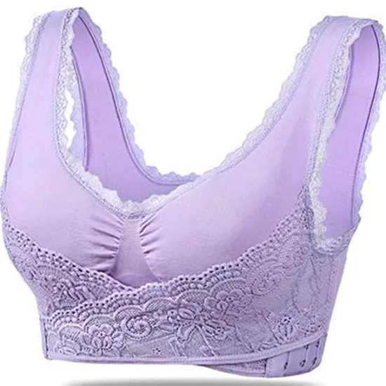 Discount Women's Oversized Lace Sports Bras Cross Front Side Buckle Wire Free Bra Yoga Workout Activewear Home Outfits Women Lingerie