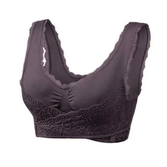 Discount Women's Oversized Lace Sports Bras Cross Front Side Buckle Wire Free Bra Yoga Workout Activewear Home Outfits Women Lingerie