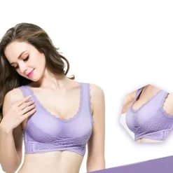 Discount Women's Oversized Lace Sports Bras Cross Front Side Buckle Wire Free Bra Yoga Workout Activewear Home Outfits Women Lingerie