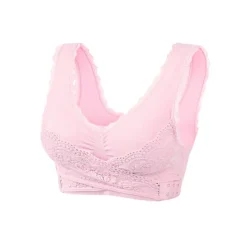 Discount Women's Oversized Lace Sports Bras Cross Front Side Buckle Wire Free Bra Yoga Workout Activewear Home Outfits Women Lingerie