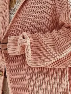 Sale Women's Oversized Long Cardigan Open Front Chunky Knit Knitted Fall Winter Work Work Basic Long Sleeve Solid Color Pink Khaki Women Cardigans & Outerwears