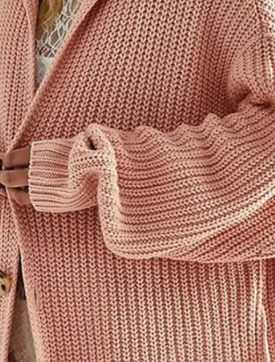 Sale Women's Oversized Long Cardigan Open Front Chunky Knit Knitted Fall Winter Work Work Basic Long Sleeve Solid Color Pink Khaki Women Cardigans & Outerwears