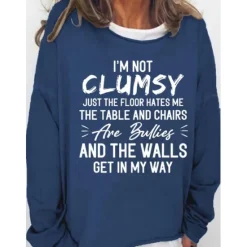 Best Women's Oversized Sweatshirt Pullover Cotton Blend Text Daily Sports Print Monograms Active Streetwear Loose Fit Round Neck Long Sleeve Without Lining Micro-elastic Comfrt Breathable Soft Fabric Women Hoodies & Sweatshirts