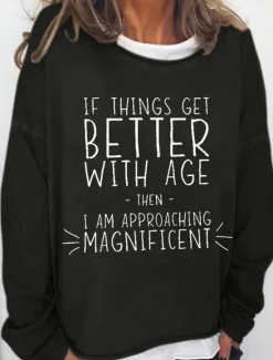 Best Women's Oversized Sweatshirt Pullover Cotton Blend Letter Street Casual Sports Basic Round Neck Long Sleeve Top Micro-elastic Fall & Winter Comfrt Breathable Soft Fabric Women Hoodies & Sweatshirts
