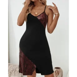 Discount Women's Pajamas Loungewear Casual Comfort Pure Color Backless Home Daily Sleeveless V Neck Black Pink Summer Spring Women Sundresses
