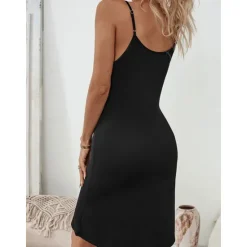 Discount Women's Pajamas Loungewear Casual Comfort Pure Color Backless Home Daily Sleeveless V Neck Black Pink Summer Spring Women Sundresses