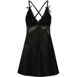 Clearance Women's Pajamas Nightgown Dress Pjs Patchwork Fashion Comfort Soft Home Daily Satin Silk V Wire Sleeveless Hole Summer Spring Home Outfits Women Sleepwear