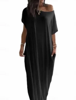 Clearance Women's Pajamas Nightgown Dress Pure Color Simple Casual Soft Home Daily Bed Polyester Breathable Short Sleeve Pocket Summer Spring Women Sleepwear