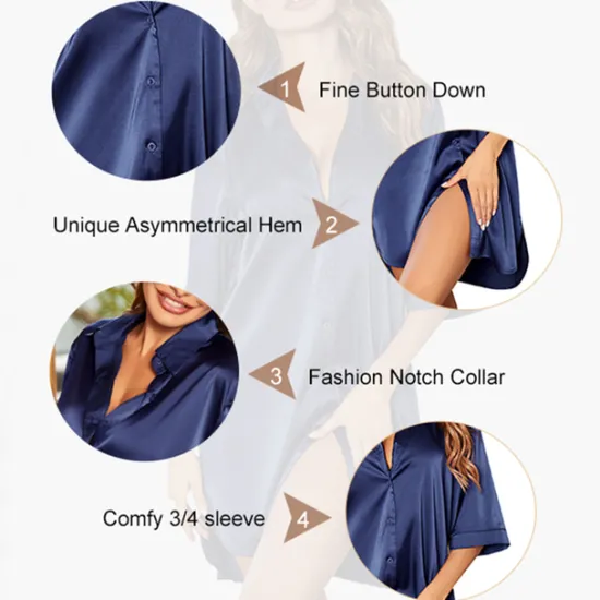 Clearance Women's Pajamas Nightgown Dress Pjs Pure Color Fashion Simple Comfort Party Home Bed Satin V Wire Half Sleeve Summer Spring Women Sleepwear