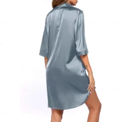 Clearance Women's Pajamas Nightgown Dress Pjs Pure Color Fashion Simple Comfort Party Home Bed Satin V Wire Half Sleeve Summer Spring Women Sleepwear