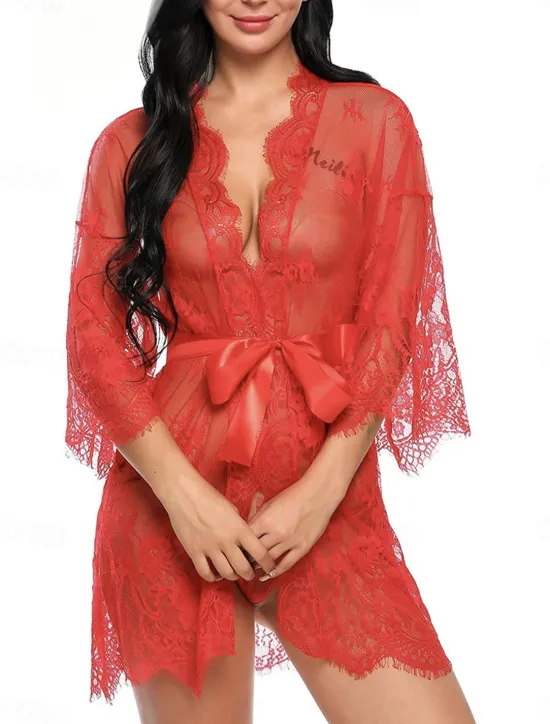 Online Women's Pajamas Nightgown Nightshirt Dress Pure Color Simple Casual Soft Home Daily Bed Breathable V Wire Long Sleeve Summer Spring Home Outfits Women Lingerie