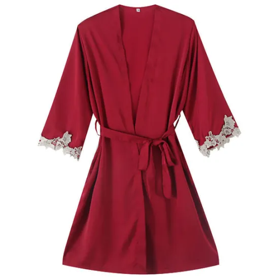 Clearance Women's Pajamas Nightgown Dress Pjs 2 Pieces Pure Color Fashion Casual Comfort Home Daily Bed Satin Silk V Wire Long Sleeve Elastic Waist Chest pads Summer Spring Home Outfits Women Pajama-Setter