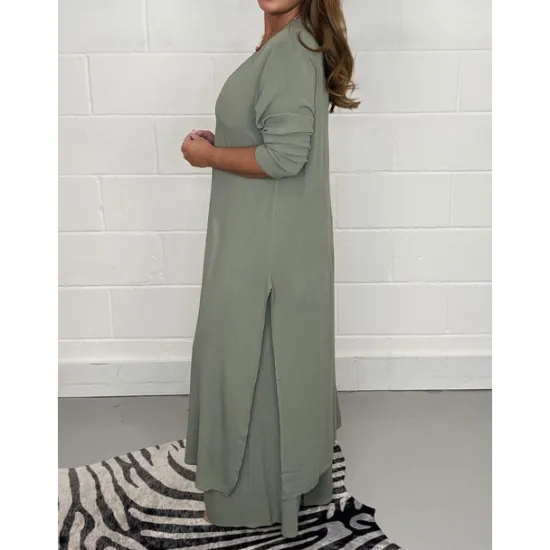 Sale Women's Pajamas Pajama Top and Pant Sets 2 Pieces Pure Color Fashion Casual Soft Home Daily Bed Breathable V Wire Long Sleeve T shirt Tee Pant Summer Spring Women Two Piece Sets