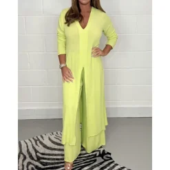 Sale Women's Pajamas Pajama Top and Pant Sets 2 Pieces Pure Color Fashion Casual Soft Home Daily Bed Breathable V Wire Long Sleeve T shirt Tee Pant Summer Spring Women Two Piece Sets
