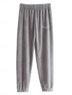 Hot Women's Pajamas Pants Letter Plush Casual Comfort Home Daily Bed Coral Fleece Coral Velvet Warm Pant Fall Winter Home Outfits Women Sleepwear