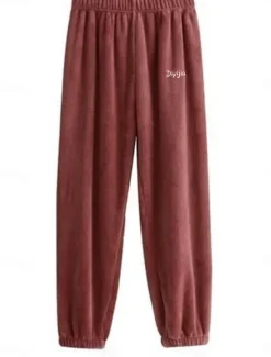 Hot Women's Pajamas Pants Letter Plush Casual Comfort Home Daily Bed Coral Fleece Coral Velvet Warm Pant Fall Winter Home Outfits Women Sleepwear