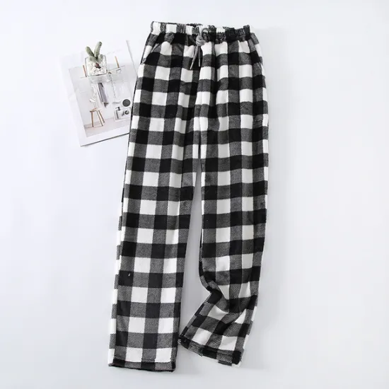 Outlet Women's Pajamas Pants Nighty Pjs 1 PCS Grid / Plaid Fashion Simple Comfort Party Home Bed Flannel Warm Breathable Long Pant Elastic Waist Print Pocket Fall Winter Home Outfits Women Sleepwear