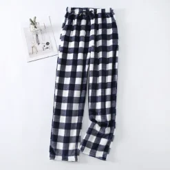 Outlet Women's Pajamas Pants Nighty Pjs 1 PCS Grid / Plaid Fashion Simple Comfort Party Home Bed Flannel Warm Breathable Long Pant Elastic Waist Print Pocket Fall Winter Home Outfits Women Sleepwear