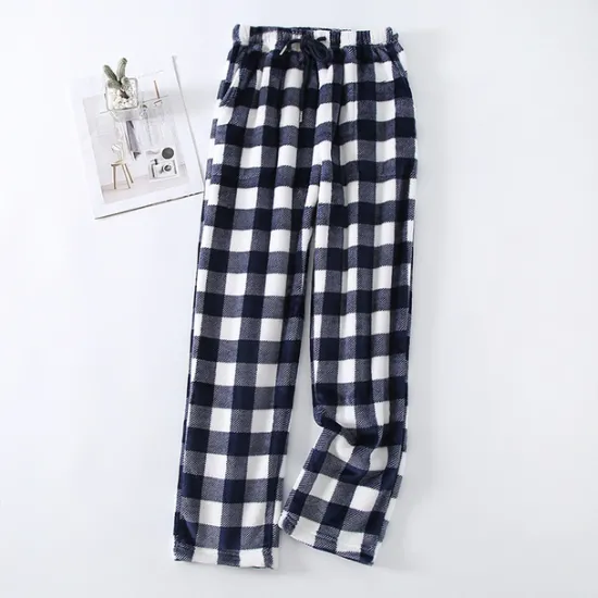 Outlet Women's Pajamas Pants Nighty Pjs 1 PCS Grid / Plaid Fashion Simple Comfort Party Home Bed Flannel Warm Breathable Long Pant Elastic Waist Print Pocket Fall Winter Home Outfits Women Sleepwear
