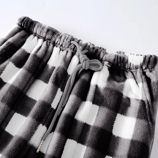 Outlet Women's Pajamas Pants Nighty Pjs 1 PCS Grid / Plaid Fashion Simple Comfort Party Home Bed Flannel Warm Breathable Long Pant Elastic Waist Print Pocket Fall Winter Home Outfits Women Sleepwear