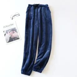 Clearance Women's Pajamas Pants Pjs Pure Color Simple Plush Comfort Home Daily Bed Fleece Gift Long Pant Elastic Waist Fall Winter Home Outfits Women Sleepwear