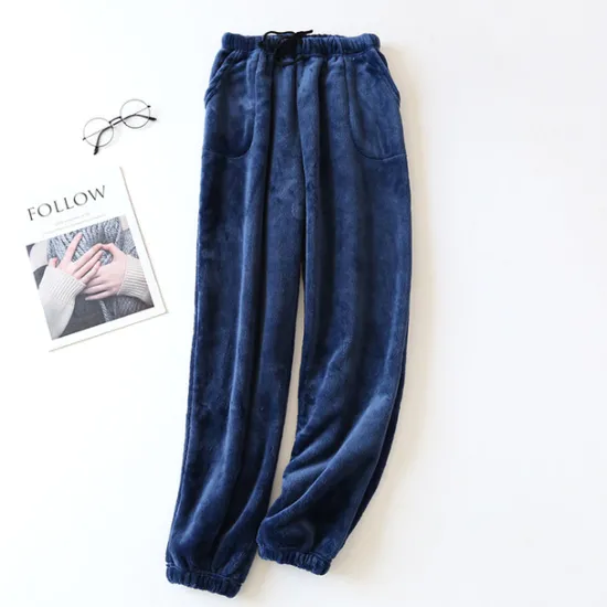 Clearance Women's Pajamas Pants Pjs Pure Color Simple Plush Comfort Home Daily Bed Fleece Gift Long Pant Elastic Waist Fall Winter Home Outfits Women Sleepwear