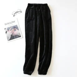 Clearance Women's Pajamas Pants Pjs Pure Color Simple Plush Comfort Home Daily Bed Fleece Gift Long Pant Elastic Waist Fall Winter Home Outfits Women Sleepwear