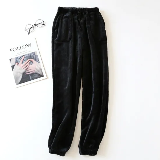 Clearance Women's Pajamas Pants Pjs Pure Color Simple Plush Comfort Home Daily Bed Fleece Gift Long Pant Elastic Waist Fall Winter Home Outfits Women Sleepwear