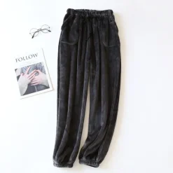 Clearance Women's Pajamas Pants Pjs Pure Color Simple Plush Comfort Home Daily Bed Fleece Gift Long Pant Elastic Waist Fall Winter Home Outfits Women Sleepwear