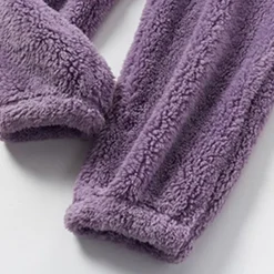 Women's Pajamas Pjs Sets 2 Pieces Pure Color Fashion Plush Comfort Home Vacation Fleece V Wire Long Sleeve Pullover Pant Elastic Waist Fall Winter Home Outfits Women Pajama-Setter