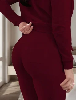 Women's Pajamas Sets 3 Pieces Pure Color Warm Fashion Plush Home Daily Bed Flannel Warm Breathable Hoodie Long Sleeve Hoodie Pant Fall Winter Home Outfits Women Pajama-Setter