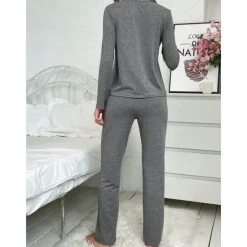 Outlet Women's Pajamas Sets Letter Fashion Comfort Home Daily Bed Breathable Crew Neck Long Sleeve T shirt Tee Pant Elastic Waist Fall Winter Home Outfits Women Pajama-Setter