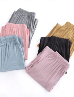 Clearance Women's Pajamas Sets Pure Color Fashion Simple Comfort Home Daily Bed Modal Breathable V Wire Short Sleeve T shirt Tee Pant Chest pads Summer Home Outfits Women Pajama-Setter
