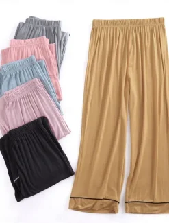 Clearance Women's Pajamas Sets Pure Color Fashion Simple Comfort Home Daily Bed Modal Breathable V Wire Short Sleeve T shirt Tee Pant Chest pads Summer Home Outfits Women Pajama-Setter