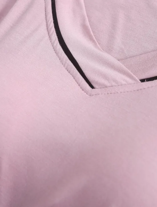 Clearance Women's Pajamas Sets Pure Color Fashion Simple Comfort Home Daily Bed Modal Breathable V Wire Short Sleeve T shirt Tee Pant Chest pads Summer Home Outfits Women Pajama-Setter