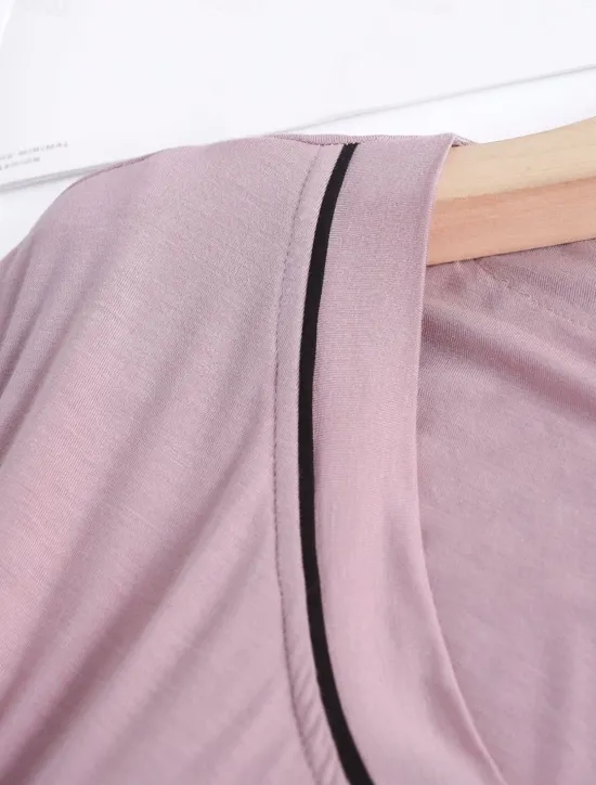 Clearance Women's Pajamas Sets Pure Color Fashion Simple Comfort Home Daily Bed Modal Breathable V Wire Short Sleeve T shirt Tee Pant Chest pads Summer Home Outfits Women Pajama-Setter