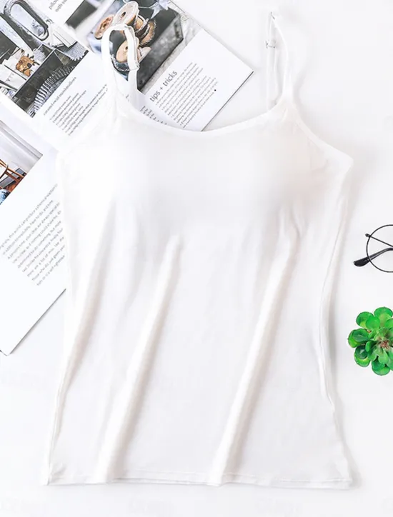 Best Women's Pajamas Top Pure Color Simple Comfort Daily Rayon Breathable Straps Sleeveless Strap Top Backless Chest pads Summer Spring Home Outfits Women Sleepwear