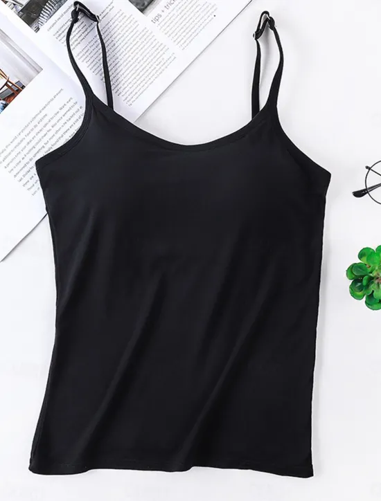 Best Women's Pajamas Top Pure Color Simple Comfort Daily Rayon Breathable Straps Sleeveless Strap Top Backless Chest pads Summer Spring Home Outfits Women Sleepwear