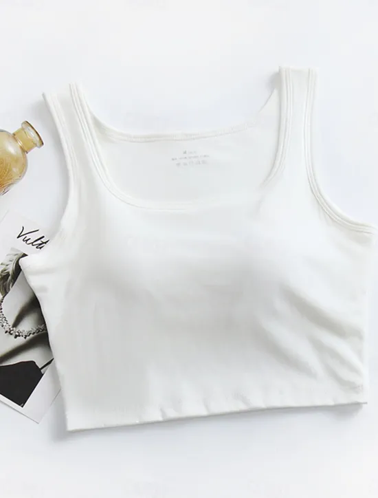 Sale Women's Pajamas Top Pure Color Fashion Sport Simple Daily Rayon Breathable Square Neck Sleeveless Tank Top Chest pads Summer Spring Home Outfits Women Lingerie
