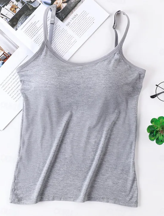 Clearance Women's Pajamas Top Pure Color Simple Comfort Daily Rayon Breathable Straps Sleeveless Strap Top Backless Chest pads Summer Spring Home Outfits Women Sleepwear