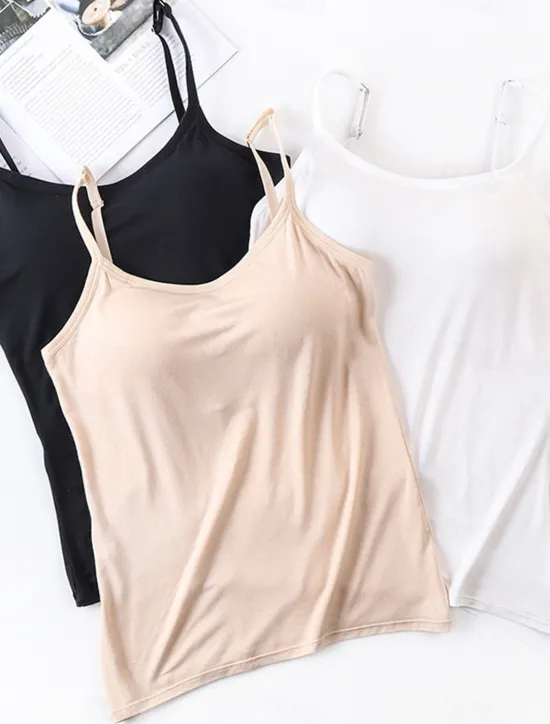 Clearance Women's Pajamas Top Pure Color Simple Comfort Daily Rayon Breathable Straps Sleeveless Strap Top Backless Chest pads Summer Spring Home Outfits Women Sleepwear