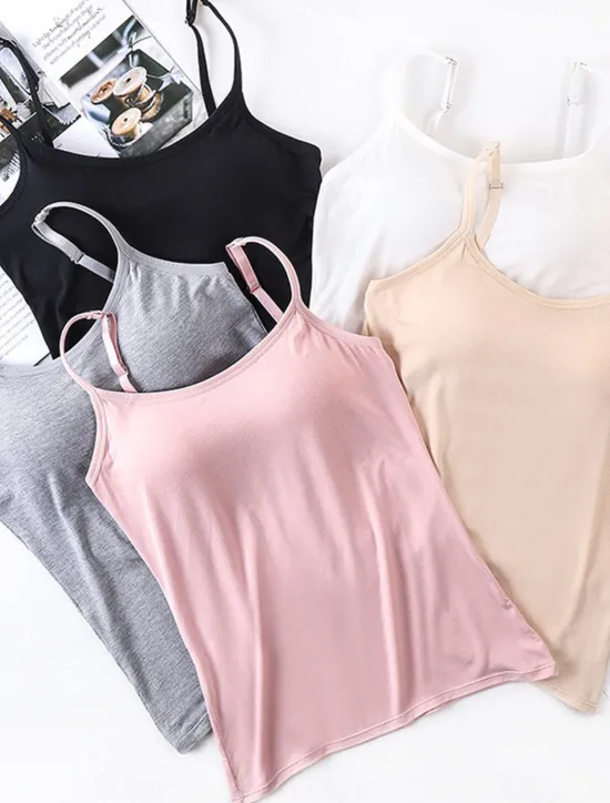 Clearance Women's Pajamas Top Pure Color Simple Comfort Daily Rayon Breathable Straps Sleeveless Strap Top Backless Chest pads Summer Spring Home Outfits Women Sleepwear