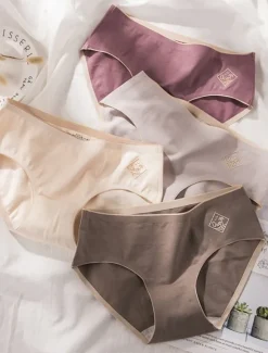 Online Women's Panties Pure Color Simple Daily Bed Cotton Breathable Summer Spring Home Outfits Women Lingerie