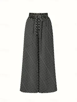Sale Women's Pants Fashion Casual Maxi High Waist Pants Polka Dot Pocket Print Micro-elastic Street Daily Black Yellow Red Gray Summer Polyester Women Pants|Skirts