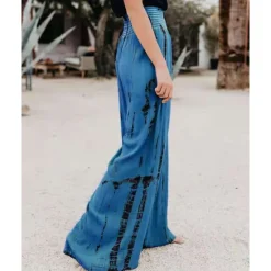 Outlet Women's Pants Trousers Casual Daily Long Tie Dye Wide Leg Elastic Waistband Printing Breathability Comfortable Micro-elastic Going out Weekend Pink Blue Green Gray Spring & Summer Regular Fit Women Pants