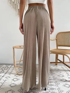 Hot Women's Pants Trousers Casual Daily Long High Waist Plain Wide Leg Elastic Waistband Breathability Comfortable Micro-elastic Sports & Outdoor Black White Pink Blue Spring & Summer Women Pants