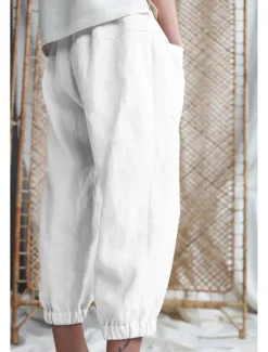 Hot Women's Pants Trousers Fashion Ankle-Length Plain Side Pockets Breathability Comfortable Inelastic Casual Daily Black White Khaki Spring & Fall Regular Fit Women Pants