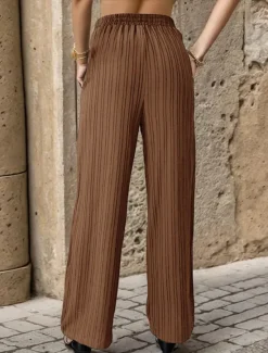 Women's Pants Trousers Fashion Long Plain Side Pockets Elastic Drawstring Design Breathability Comfortable Micro-elastic Casual Daily Black Blue Brown Green Spring & Summer Regular Fit Women Pants