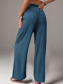 Women's Pants Trousers Fashion Long Plain Side Pockets Elastic Drawstring Design Breathability Comfortable Micro-elastic Casual Daily Black Blue Brown Green Spring & Summer Regular Fit Women Pants